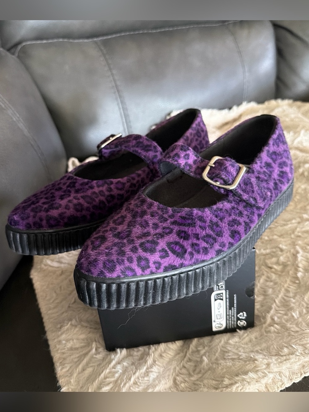 tuk Purple Leopard Print Mary Janes